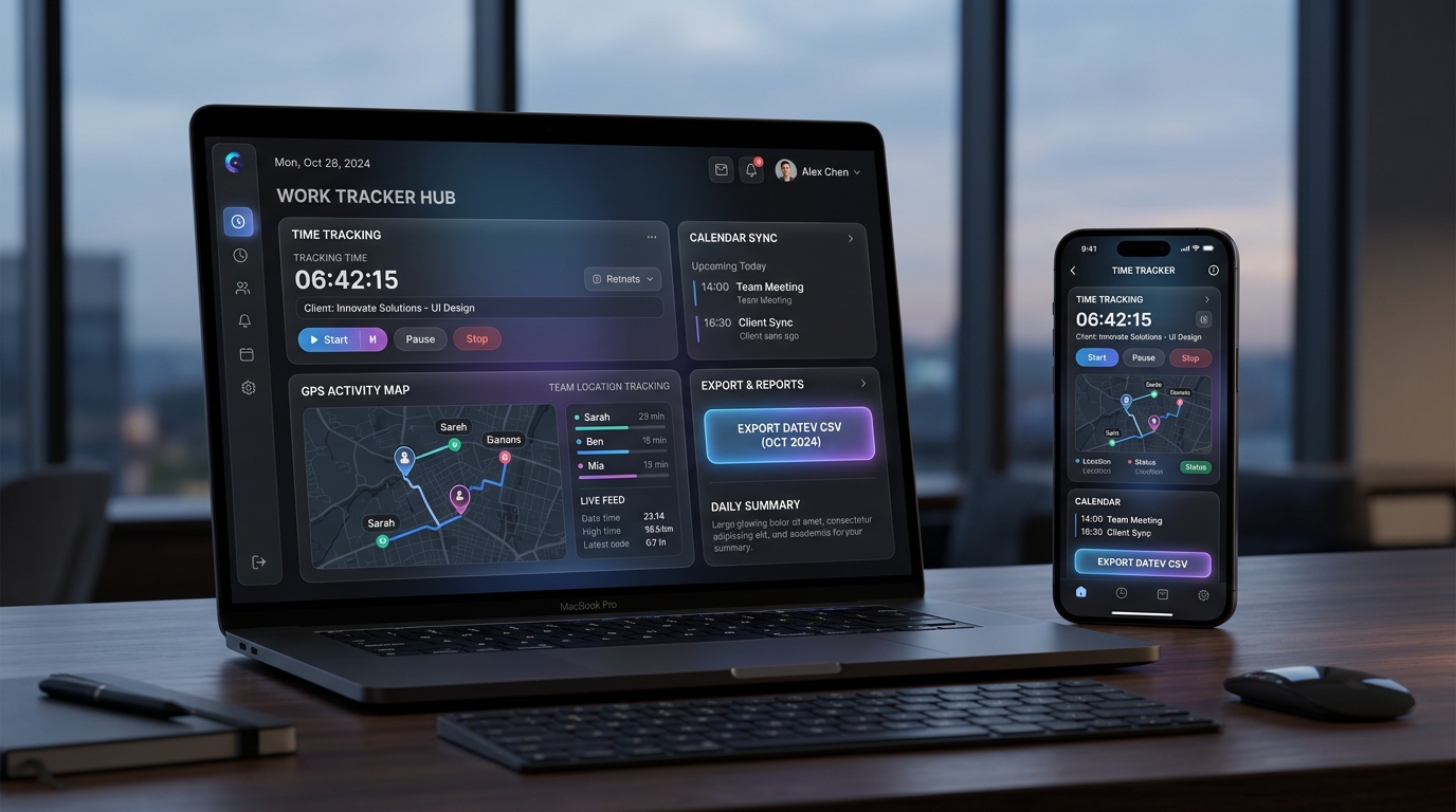 PWA Zeiterfassung auf Smartphone und Laptop